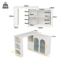 360° Rotating Bar Table (Main Body Dimensions: 120 X 40 X 97 Cm), White Rotating Bar/Dining Room Unit, Modern And Sleek, Multifunctional Storage Unit With Glass Door - White - View 5