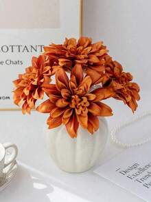 5/15/25pcs Artificial Flowers, Dahlia, Chrysanthemum, Wedding Decoration, Faux Plants, Room Decor, Autumn Decoration, Garden Autumn Decor, Centerpiece, DIY Candy Box, Party Favors, Ornaments, Bridal Wrist Corsage, Bouquet Box, Home Decor Accessories, Valentine's Day, Mother's Day Gift, Flower Box Materials, New Year Decoration - Burnt Orange - View 4
