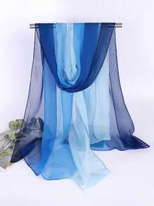 1/2 piezas Bufanda chal ligera y transpirable con degradado para mujer, amigable con la piel, para primavera y verano, ideal para viajes, playa, vacaciones, fiestas y outfits de fotos - Azul + Negro y Blanco 2 piezas - Ver 4