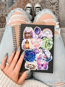 50Pcs Watercolor Mystical Affirmation Sticker Pack, Self-Love & Growth Prints For Planner, Notebook & Spiritual Crafts - Multicolor - View 5