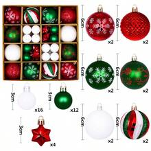 44Pcs Red & Green Christmas Baubles Gift Set, Mixed Sizes Shatterproof Hanging Ornaments For Xmas Tree, Yard & Lawn Decor - Multicolor - View 7