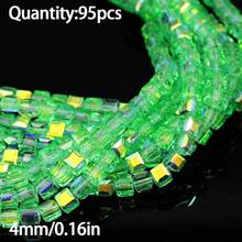 95/180顆彩色高光正方形玻璃珠 DIY 手作珠飾配件散珠，適用手鍊、項鍊、頭飾、耳環製作材料 - diy方塊玻璃珠 - 查看 25
