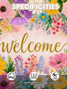 1pc Outdoor Non-Slip Patterned Floor Mat, Indoor Carpet, Bathroom Mat, Kitchen Mat, Decorative Rug, Multi-Functional Hallway Mat, Soft And Comfortable, Easy To Clean, Suitable For Indoor And Outdoor Entryways, Bedroom, Home Decor - Multicolor - View 5