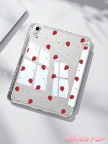 紅色波點與草莓圖案平板保護殼，相容於 IPad 10 2022 (10.9 吋) / 11(A16) 2025 (11 吋), 9.7/10.2/10.5/10.9/12.9/Pro 11/ 11(A16) 2025 (11 吋), Kindle Paperwhite 第12代 2024, Kindle (第11代 - 2024年發布), 柔軟防震, 智慧休眠/喚醒功能, Y型折疊平板保護殼, 多角度觀看 - 彩色 - 查看 2