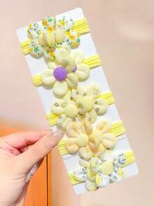 15/10/5/Pcs/Set 3D Petal High Elasticity Hair Tie Combination, Girly Hair Rubber Bands, High Elasticity, Flower And Bow Combination, Cute And Sweet Hair Accessories - Suitable For Girls And Teenagers, Suitable For Daily, School, Party, Vacation, Graduation Season, Etc., Adding Kawaii Style To Hairstyle - Multicolor - View 4