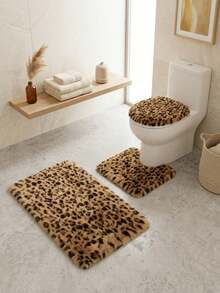1pc/2pcs/3pcs Leopard Print Bath Mat, Bathroom Rug, Door Mat, Small Rug, Carpet, Floor Mat, Home Decor, Area Rug, Outdoor Mat, Home Decor, Area Carpet, Bedroom Rug, Washable Rug - Multicolor - View 3