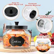 Airtight Glass Storage Jar 1.5 Liter, Black Metal Lid Clear Glass Canister, Large Food Container For Cookies Snacks Rice Spices, Kitchen Counter Pantry Organizer - View 6