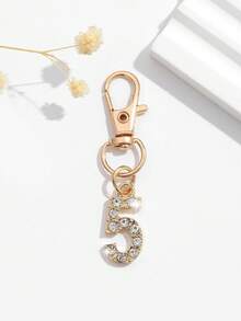 1pc Fashionable European And American Creative Versatile Cute Mini Lucky Number 1-25 Keychain Bag Charm, Suitable For Women's Car Key Bag Decoration And Gift - Gold - View 8