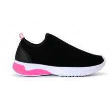 Women's Comfortable Black Slip-On Sneakers With Pink Sole - Casual Fashion  2026 - 白色+粉紅色 - 查看 7