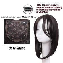 Middle Part Straight Hair Topper With Side Bangs, Synthetic Fiber Wig Piece, Effectively Covers Thinning Crown And Adds Volume - Multicolor - View 3