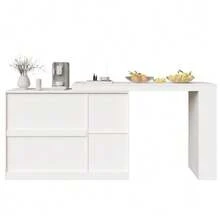 360° Rotating Bar Table (Main Body Dimensions: 120 X 40 X 97 Cm), White Rotating Bar/Dining Room Unit, Modern And Sleek, Multifunctional Storage Unit With Glass Door - White - View 7