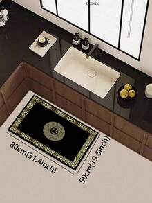 1pc Diatomaceous Earth Kitchen Floor Mat, Black & Gold Round Totem Luxury Pattern, 3.5mm Thick Cuttable, Absorbent Quick-Dry Non-Slip, Hot-Selling Small Entryway Mat For Kitchen, Bathroom, Patio, Hallway - Multicolor - View 15