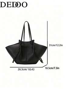 Dedoo Fashionable Large Capacity Trapezoid Bag Designer Style Lock Clasp Women's Shoulder Bag Luxury PU Leather Handbag Premium Underarm Bag - Black - View 3