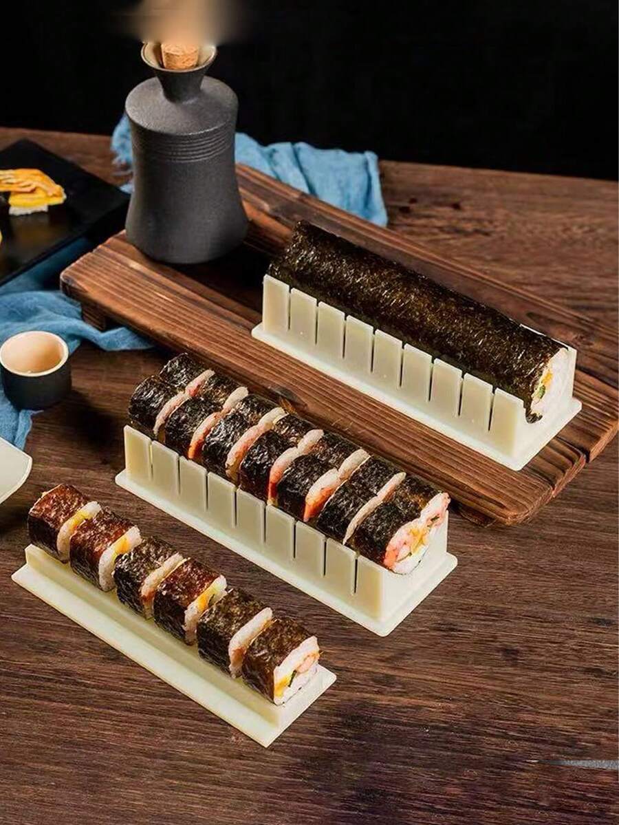 1件組完整壽司製作工具模具套組,家用壽司製作套件,海苔米飯捲模具,飯糰滾輪 - 查看 1