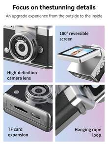 Palm-Sized Mini Camera With 180° Flip Screen And Beauty Filters-Perfect For Capturing Campus And Outdoor Moments; Doubles As A Portable Hanging Accessory - 查看 11