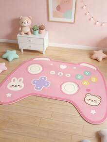 1pc Pink Game Console Decorative Rug, Bedroom Decor, Small Rug, Carpet, Home Decor, Living Room Rug, Living Room Small Rug, Bedroom Rug, Living Room Home Decor, Outdoor Rug, Washable Rug, Graduation Gift - Multicolor - View 2