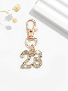 1pc Fashionable European And American Creative Versatile Cute Mini Lucky Number 1-25 Keychain Bag Charm, Suitable For Women's Car Keys, Bag Decoration And Gift Giving - Gold - View 21