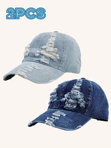 2/1Pc Vintage Washed Baseball Cap Distressed Adjustable Couple Casual Sun Protection Hat For Women And Men - Multicolor - View 8