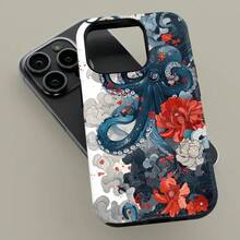 Mysterious Octopus In Cloudy Seas Phone Case For IPhone 17 16 15 14 13 12 Pro Max, Flowers Protective Cover For Samsung Galaxy S21 S22 S23 S24 S25 Plus Ultra Case - Dusty Blue - View 5
