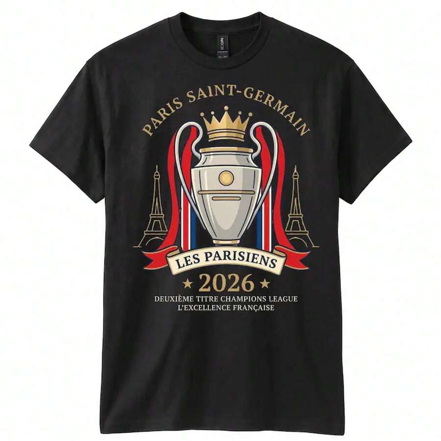 Summer Tops, Loose 2026 League Jersey, --Shirt For The Paris Club, Celebration Outfit For Football Fans - 黑色 - 查看 1