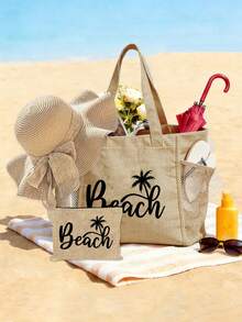 Vigour Summer Bolsa de playa de lona de gran capacidad con bolsillo con cremallera, bolso de hombro para vacaciones de verano para mujeres, bolsa de compras reutilizable con bolsillo interior y bolsillo lateral de malla, bolso de viaje ligero para playa, natación, picnic, fitness, uso diario, estilo fresco de la , adecuado para niñas, mamás, amigas, cumpleaños, Día de la Madre, regalo de viaje de vacaciones de verano - Multicolor - Ver 14