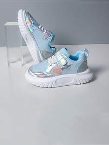 Sepatu Skate Olahraga Kasual Praktis dengan Perekat Velcro, Model Terbaru Musim Semi/Panas untuk Anak Perempuan, Gaya Segar dan Modis, Bordir Hati - Baby Blue - View 3