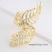 1pc Elegant Fashion Exaggerated Personalized Creative Versatile Niche High-End Exquisite Hollow Leaf Bangle Suitable For Women's Daily Wear - Gold - View 5