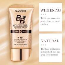 SADOER 象牙白 BB 霜 SPF50，40g 女用臉部修飾霜，輕盈配方 遮毛孔 + 防曬，適合日常妝容 - 象牙白 - 查看 3