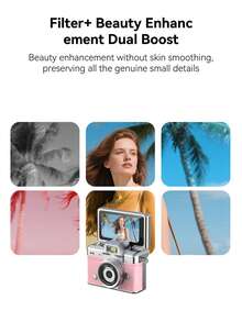 Palm-Sized Mini Camera With 180° Flip Screen And Beauty Filters-Perfect For Capturing Campus And Outdoor Moments; Doubles As A Portable Hanging Accessory - 查看 10
