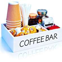 Estante organizador de estación de café con tapete de café, estante de almacenamiento de barra de café, soporte de madera para cápsulas de café, organizador de condimentos de café y té, estante de almacenamiento de accesorios de café - Multicolor - Ver 7