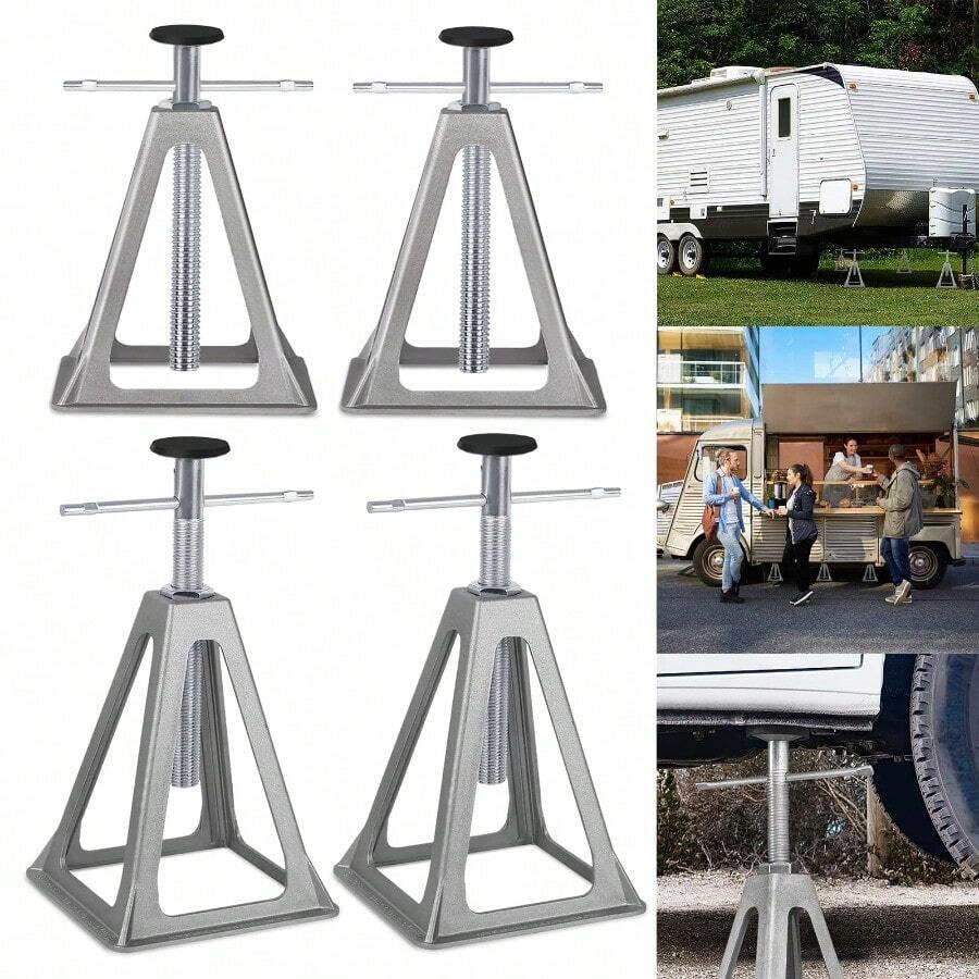 SAILUN Pack Of 2/4 Axle Stand Set For Static Caravan, Adjustable Height 28-43 Cm, Aluminum Support Stands For Caravan, Trailers, Maximum Load 1000 Kg, Caravan Accessories - 4 Pcs - View 1