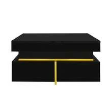 High-Gloss Coffee Table / Modern Coffee Table / MDF Living Room Table / Side Table With Drawers And Gold Accents / With Two Drawers / Easy To Clean And Assemble - Black - View 8