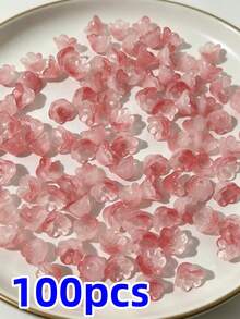 100pcs 12x7.5mm Gradient Translucent Glass Lily Of The Valley Beads, Including Yellow, Green, Pink And Purple - Perfect For DIY Jewelry, Hair Clips And Home Decor Crafts - Multicolor - View 14