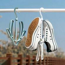 1Pc Windproof Shoe Drying Rack Multifunctional Portable Hanging Hook For Balcony Outdoor Patio Lightweight Footwear Clothes Organizer Storage Hanger Home Essential Display Stand Rack - View 3