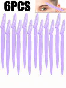 Juego de 30 piezas de rasuradoras de cejas moradas, recortadora y rasuradora de cejas, herramienta exfoliante para la piel, recortadora para depilación corporal y juego de rasuradora facial y de cejas, cuchillas de mango largo con cubierta protectora de precisión, herramientas de cuidado de cejas para mujeres, adecuado para uso diario o de viaje - Púrpura - Ver 12