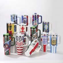 FIFA FIFA 2026 World Cup USA/Canada/Mexico National Team Logo Handle Insulated Tumbler, 304 Stainless Steel Large Capacity 40oz Car Cup Holder Straw Ice Tumbler, Fan Sports Cold Retention Water Bottle Commemorative Travel Cup - Multicolor - View 1