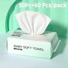 110pcs, Cloths & Towelettes, Disposable Facial Wipes, Soft & Skin-Friendly, Dry & Wet Use, Suitable For Hand & Face Cleaning, Makeup, Makeup Removal, Sweat Absorption, Oil Absorption, High Quality, Extra Large & Thick, Strong Water Absorption, For Home, Outdoor, Office - Multicolor - View 10