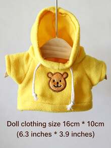 1pc Cute Bear Embroidery Plush Doll Hoodie Set, Soft Fleece Sweatshirt Suitable For 30cm Plush Doll, Yellow & Red Optional, DIY Plush Doll Dressing Accessory, Creative Doll Clothing Gift For Plush Collectors - Multicolor - View 8