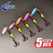 ANFS 5pcs Rotating Fishing Lures With Tackle Box, Bass Trout Salmon Hard Metal Fishing Bait Set - Multicolor - View 8