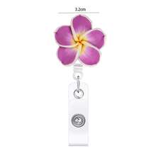 1pc Plumeria Retractable Badge Reel Clip For Doctors, Nurses And Staff - Multicolor - View 3