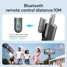 TOKQI حامل سيلفي قابل للتمدد خفيف الوزن ومحمول مع جهاز تحكم عن بعد لاسلكي 130mAh، حامل هاتف قابل للفصل مع إضاءة تعبئة اختيارية لالتقاط صور جماعية، البث المباشر، تسجيل الفيديو، متوافق مع أجهزة IOS و Android - مقاس واحد - مشاهدة 8