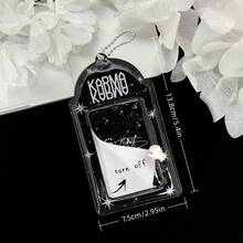 1pc Black Splatter Star Card Holder, Minimalist Splatter Star Photo Card Holder, Idol Photo Card Display, Idol Concert Support Item, K-Pop Album Photocard Storage, IDOLME, PU Material, Suitable For 3-3.5 Inch Mini Photo Cards, Photo Cards, Korean Entertainment Album Photocard Storage And Protection, Bag Decoration, Bag Charm, Etc. - Card Cover - View 5