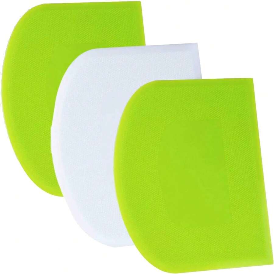 Dough Scraper, Dough Holder, Dough Cutter, Dough Scraper Holder - 3-Piece Set, 4.7 X 3.7 Inches, PE Plastic Material, Flexible Edges, Sharp Corners, Anti-Slip Design, Cake Scraper, Baking Tool, Shaping Accessory - View 1