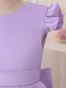 女童蝴蝶結薄紗洋裝 情人節派對禮服 公主裙 適合兒童生日派對 花童婚禮服 舞會派對 重要場合 節日慶祝洋裝 - 淡紫色 - 查看 7