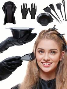 8pcs/Set Professional Hair Dye Tool Kit, Includes Hair Dye Brush, Hair Dye Bowl, Hair Dye Comb, Hair Dye Paste Mixing Stick, Hair Dye Gloves, Suitable For Professional Hair Salon Use And Personal Home Use, Hairdressing Accessories, Hair Care Products, Hairdressing Tools, Hairdressing Supplies, Barber, Hairdressing Accessories - Multicolor - View 1