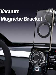 CyberDyer Car Vacuum Suction Cup Phone Holder, Compatible With Magsafe, 3-Axis Adjustment, 360° Rotation, 180° Folding Magnetic Mount, Suitable For Rearview Mirror/Car Interior/All Smartphones - Black - View 1
