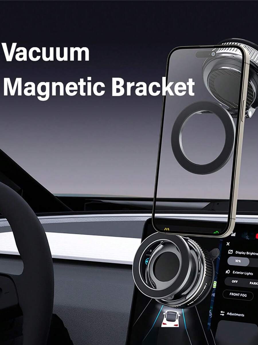CyberDyer Car Vacuum Suction Cup Phone Holder, Compatible With Magsafe, 3-Axis Adjustment, 360° Rotation, 180° Folding Magnetic Mount, Suitable For Rearview Mirror/Car Interior/All Smartphones - Black - View 1