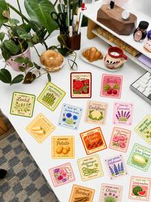 50Pcs Retro Vegetable & Flower Seed Packet Paper Sticker Pack, Old-Fashioned Garden Prints For Planner, Notebook & Plant-Themed Crafts - Multicolor - View 4