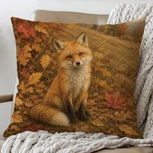 1 Stück Herbst Fuchs auf Hügellandschaft Kissenbezug, einseitig Muster, Pfirsichhaut Polyester Material, 45*45CM/18*18 Zoll Dekokissenbezug für Raumdekoration, moderne minimalistische Sofa Wohnzimmer Dekoration Geschenk - Verschiedenfarbig - Übersicht 5