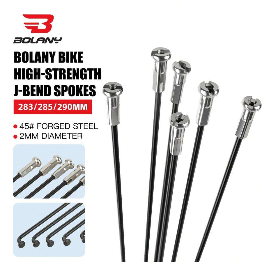 BOALNY BOLANY Bicycle Black Elbow Spokes 283mm/285mm/290mm 2PCS MTB Wheel Set Parts For Mountain Road Bikes 2mm Diameter - Black - View 1